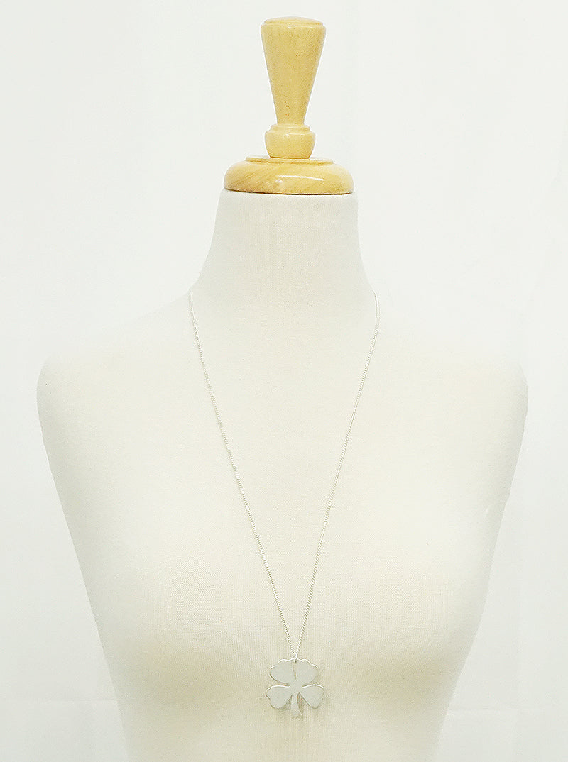Metal Clover Pendant Long Necklace