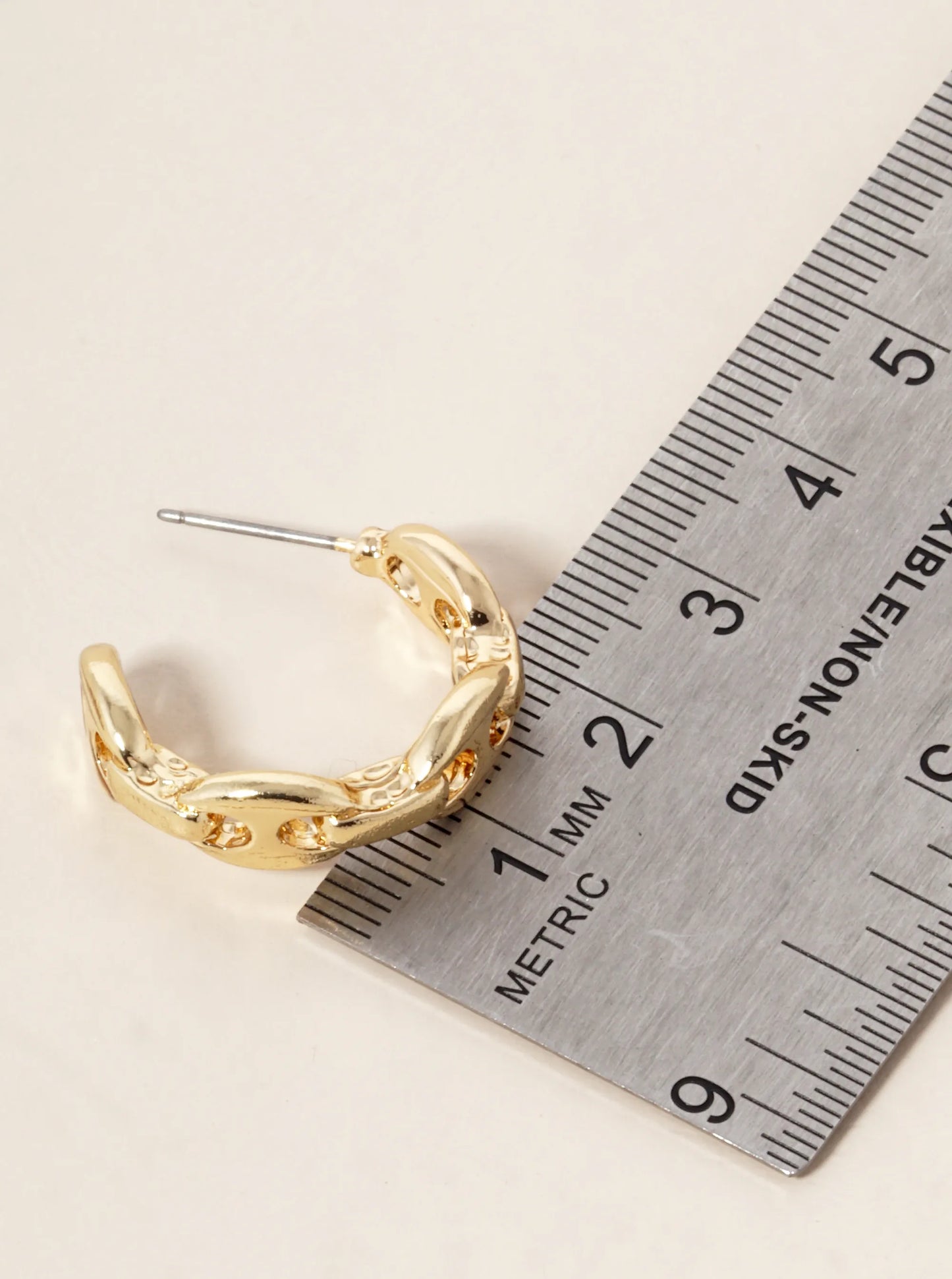 Metal Coffee Bean Chain 20mm Hoop Earrings