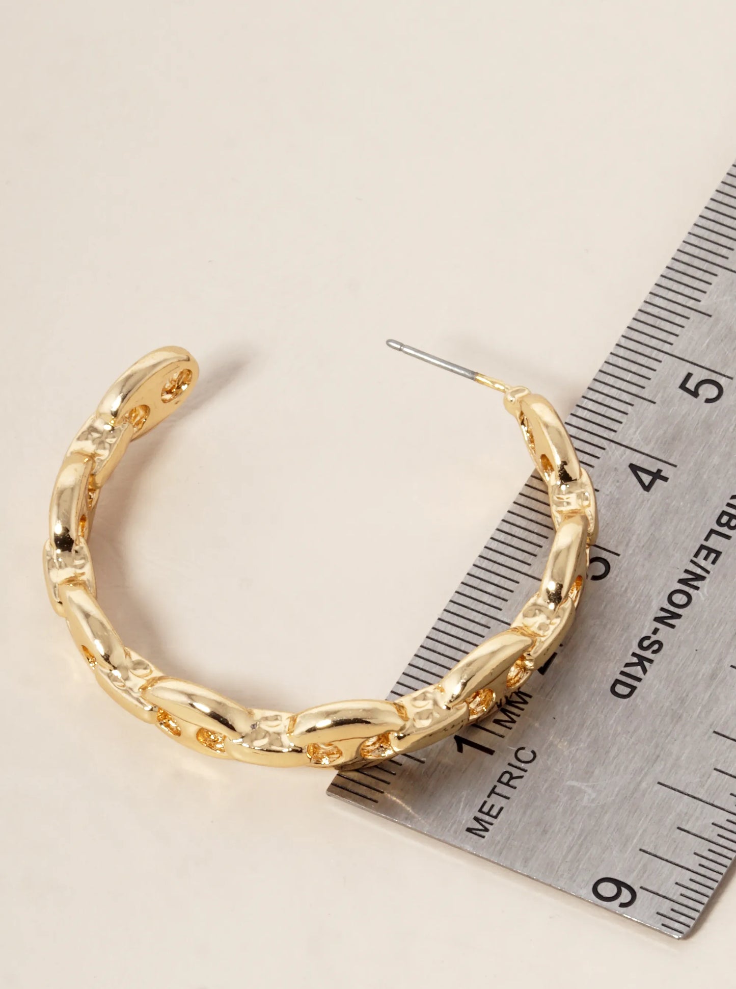 Metal Coffee Bean Chain 45mm Hoop Earrings