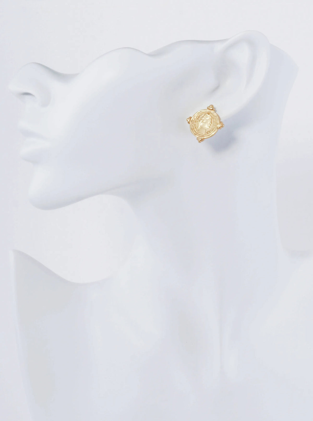 Metal Coin Button Stud Earrings