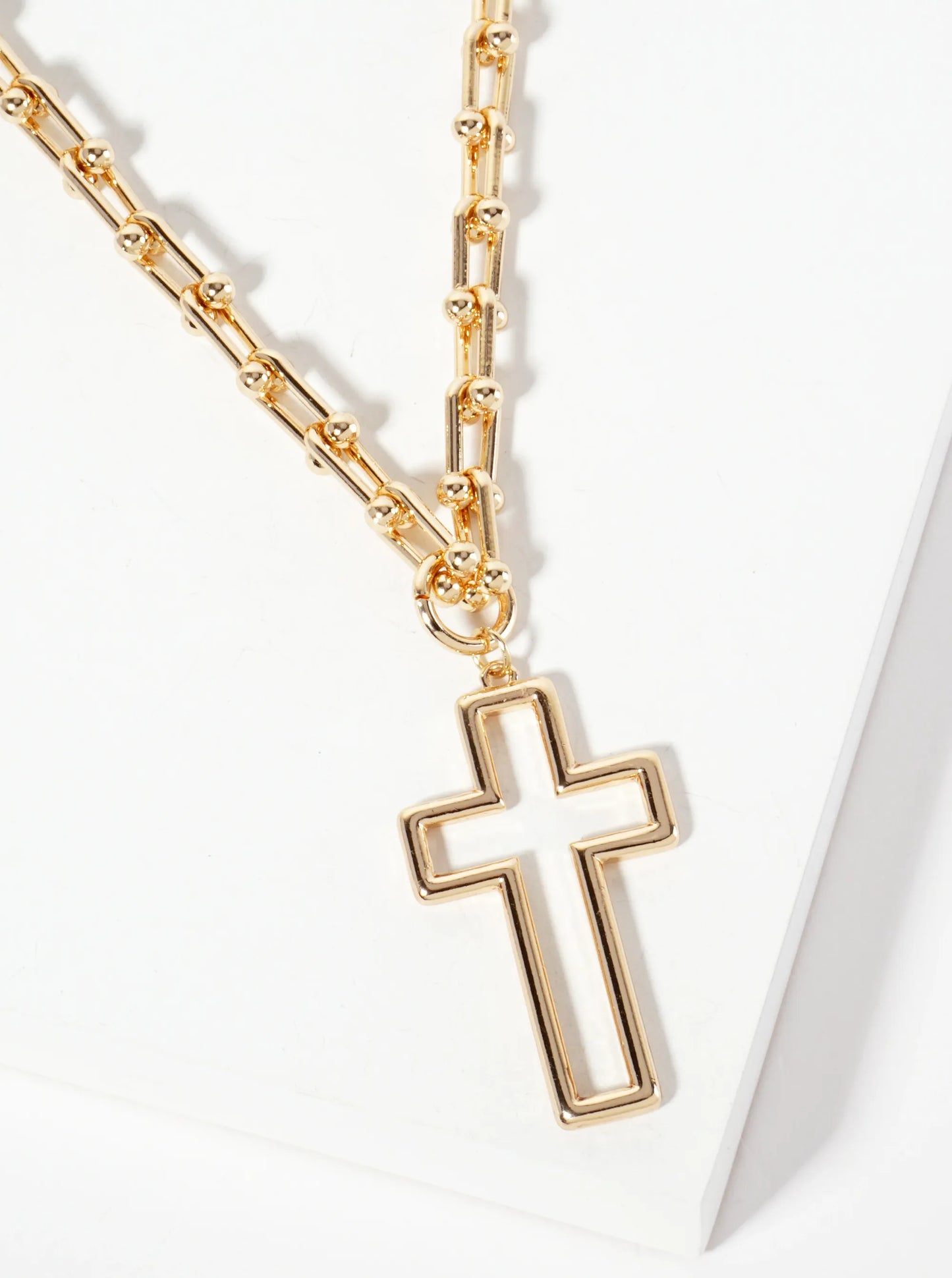 Metal Cross Pendant With HardWear Chain Necklace