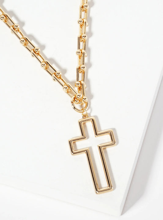Metal Cross Pendant With HardWear Chain Necklace