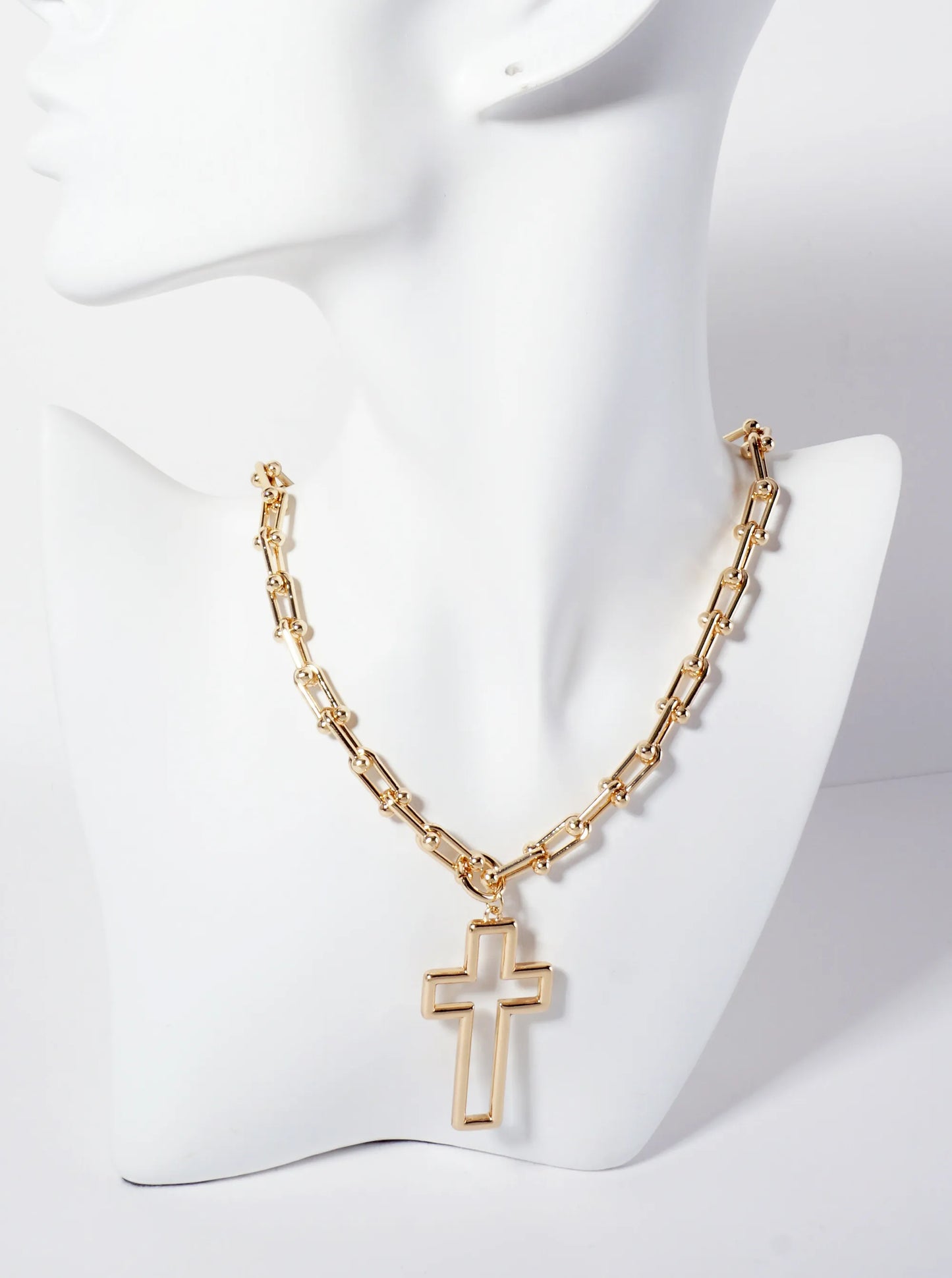 Metal Cross Pendant With HardWear Chain Necklace