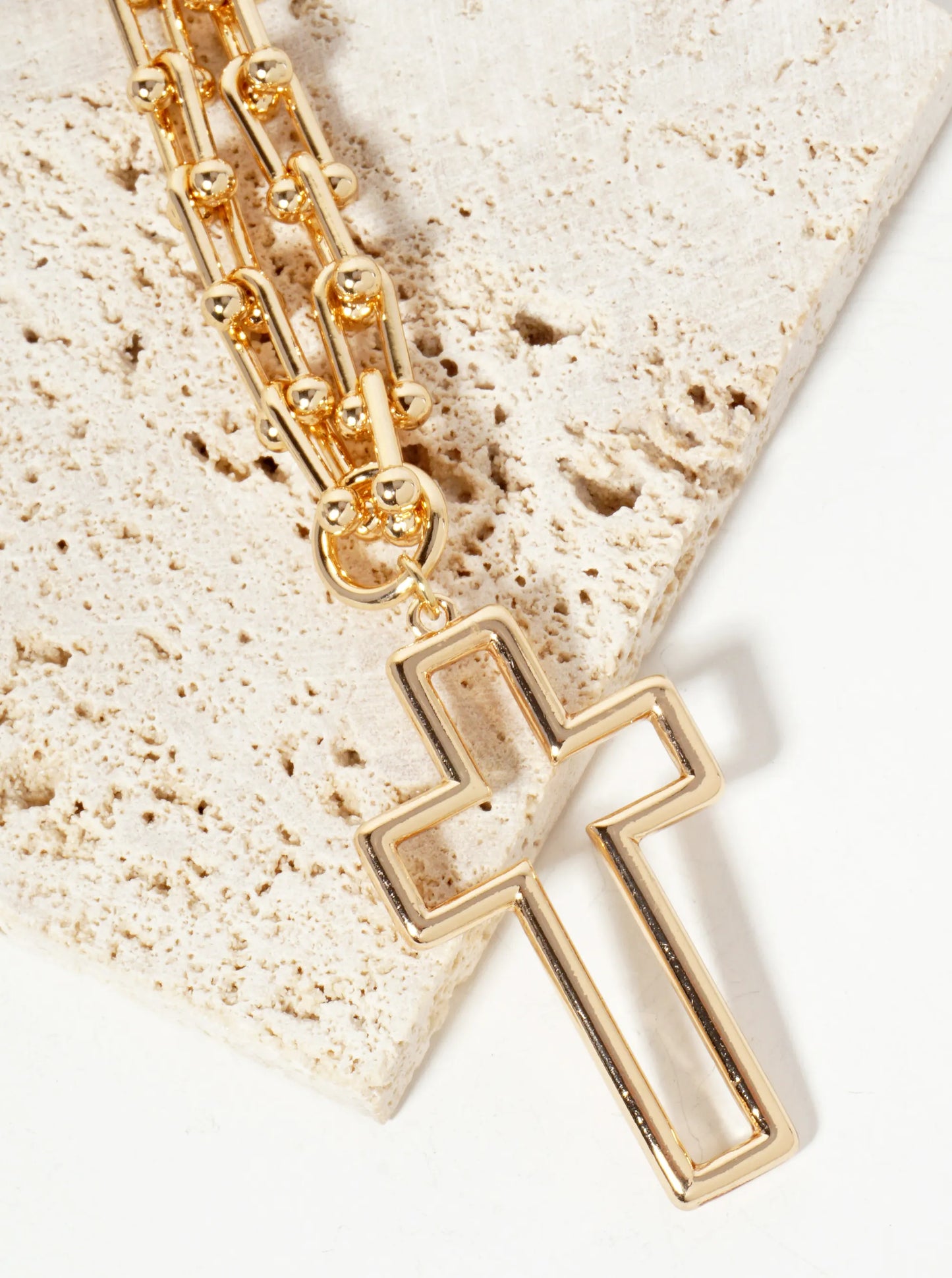 Metal Cross Pendant With HardWear Chain Necklace
