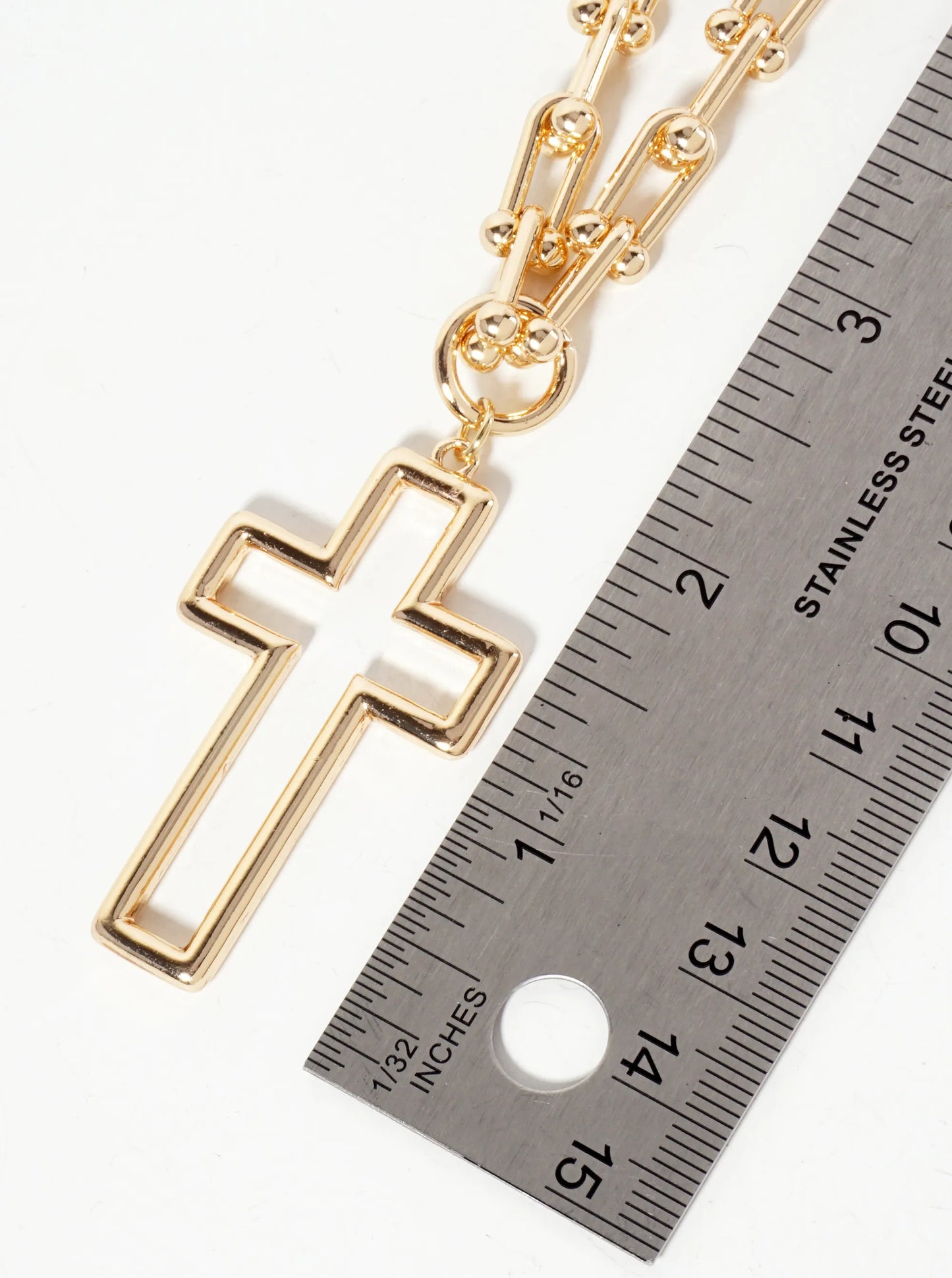Metal Cross Pendant With HardWear Chain Necklace