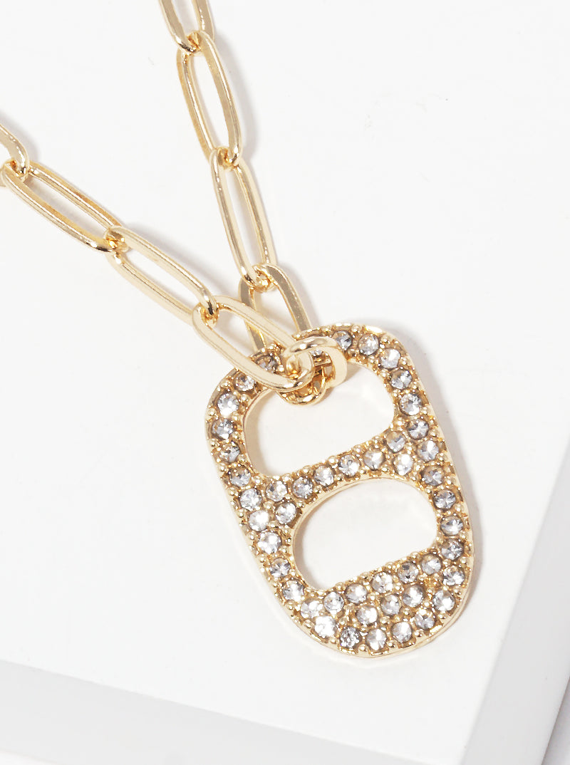 Metal Crystal Pave Soda Tab Outer Banks Inspired Sarah Cameron Chain Necklace
