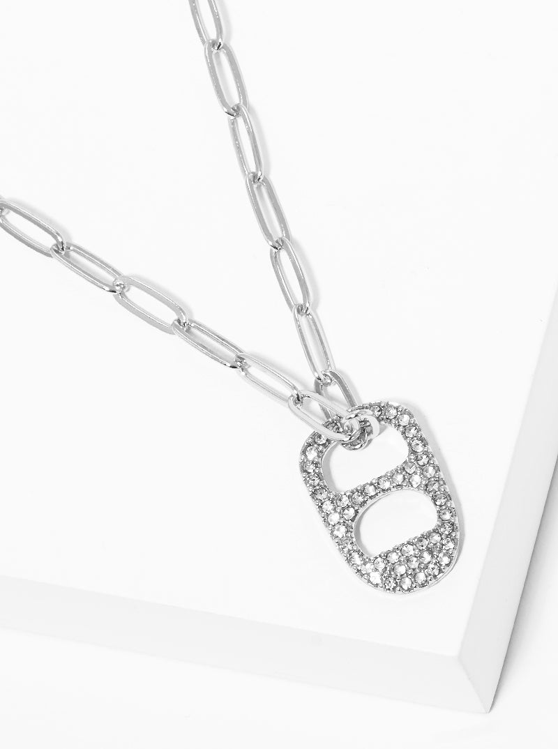 Metal Crystal Pave Soda Tab Outer Banks Inspired Sarah Cameron Chain Necklace