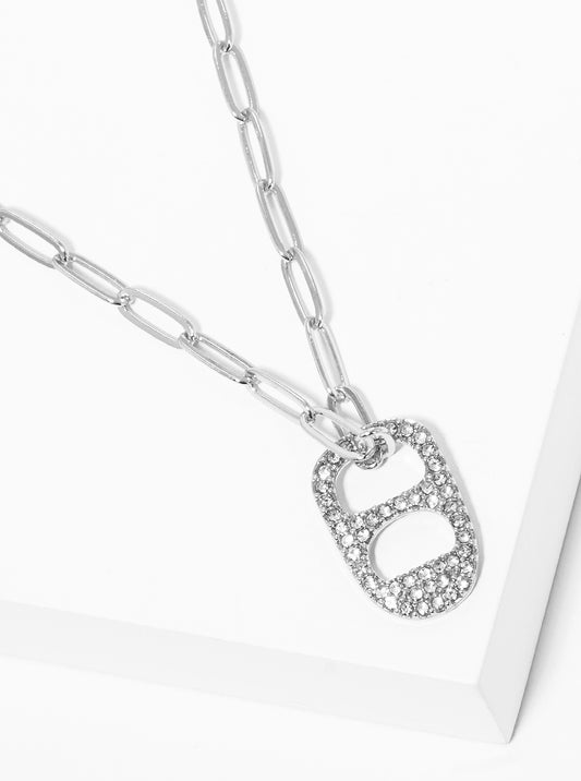 Metal Crystal Pave Soda Tab Outer Banks Inspired Sarah Cameron Chain Necklace