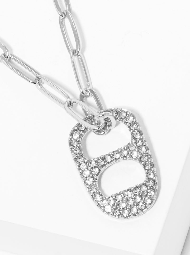 Metal Crystal Pave Soda Tab Outer Banks Inspired Sarah Cameron Chain Necklace