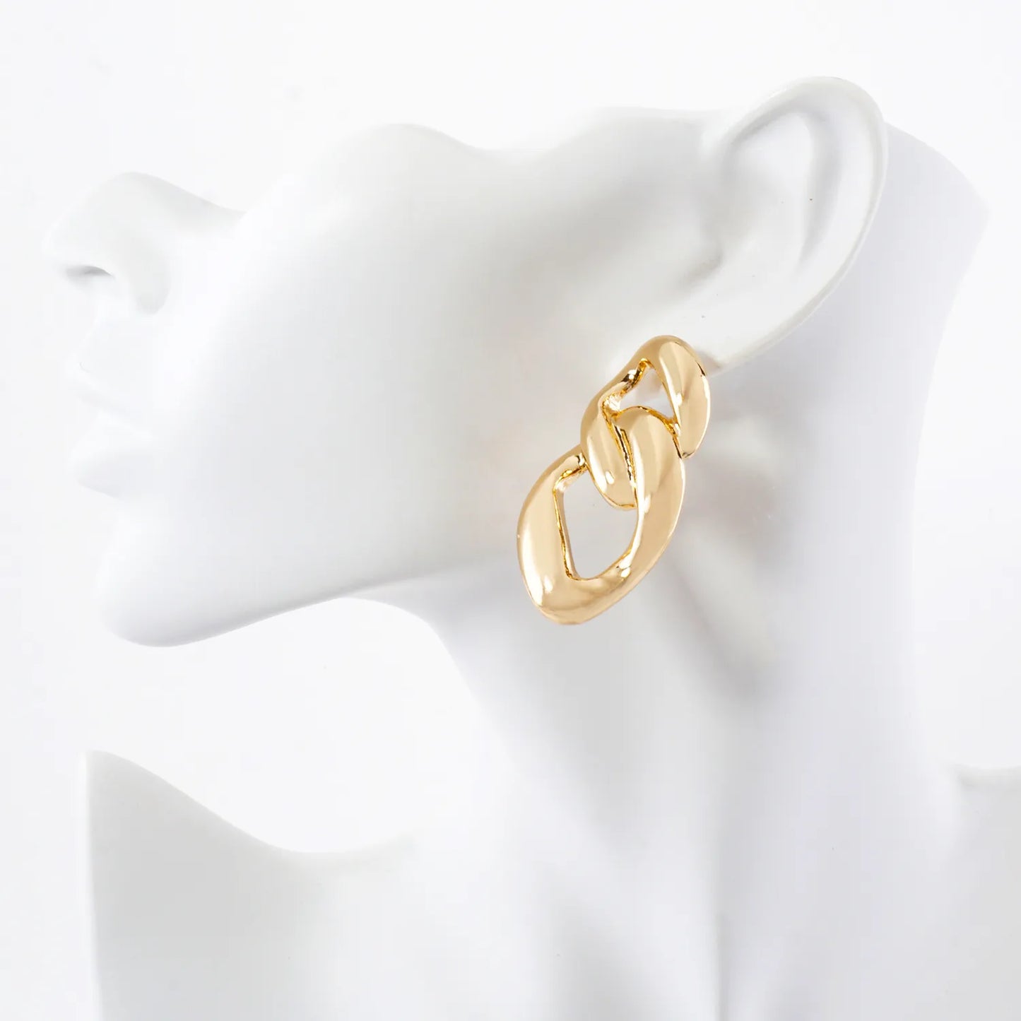 Metal Cuban Chan Statement Earrings With-Titanium-Post