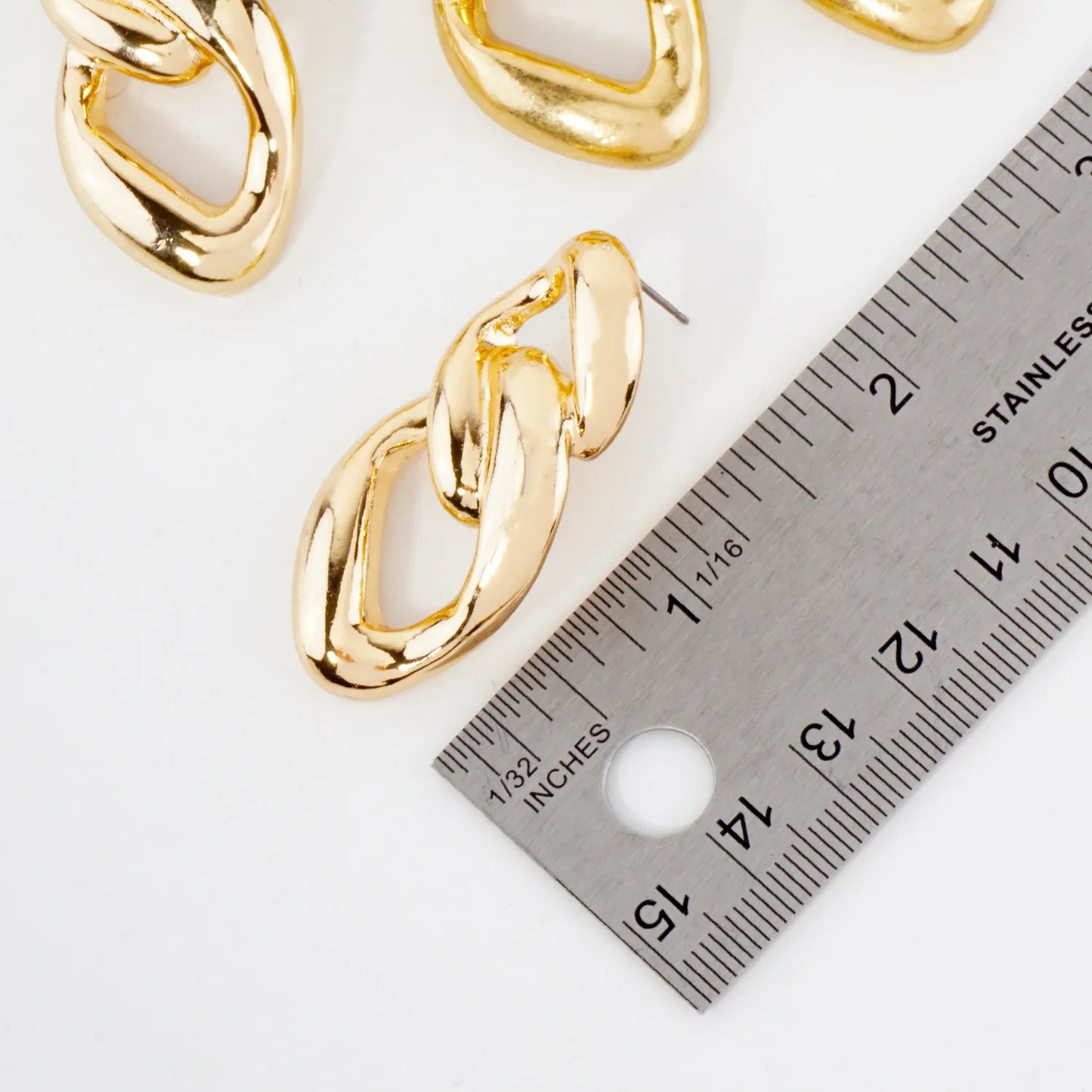 Metal Cuban Chan Statement Earrings With-Titanium-Post