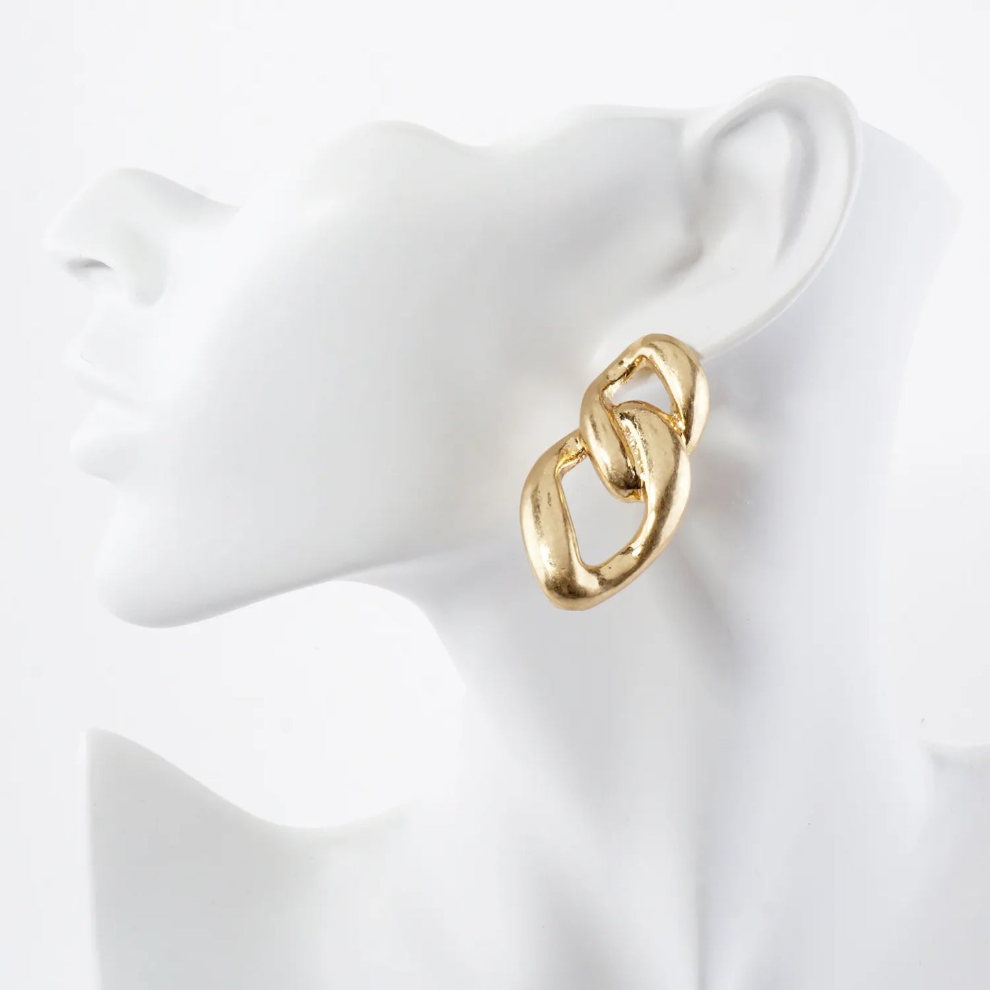 Metal Cuban Chan Statement Earrings With-Titanium-Post