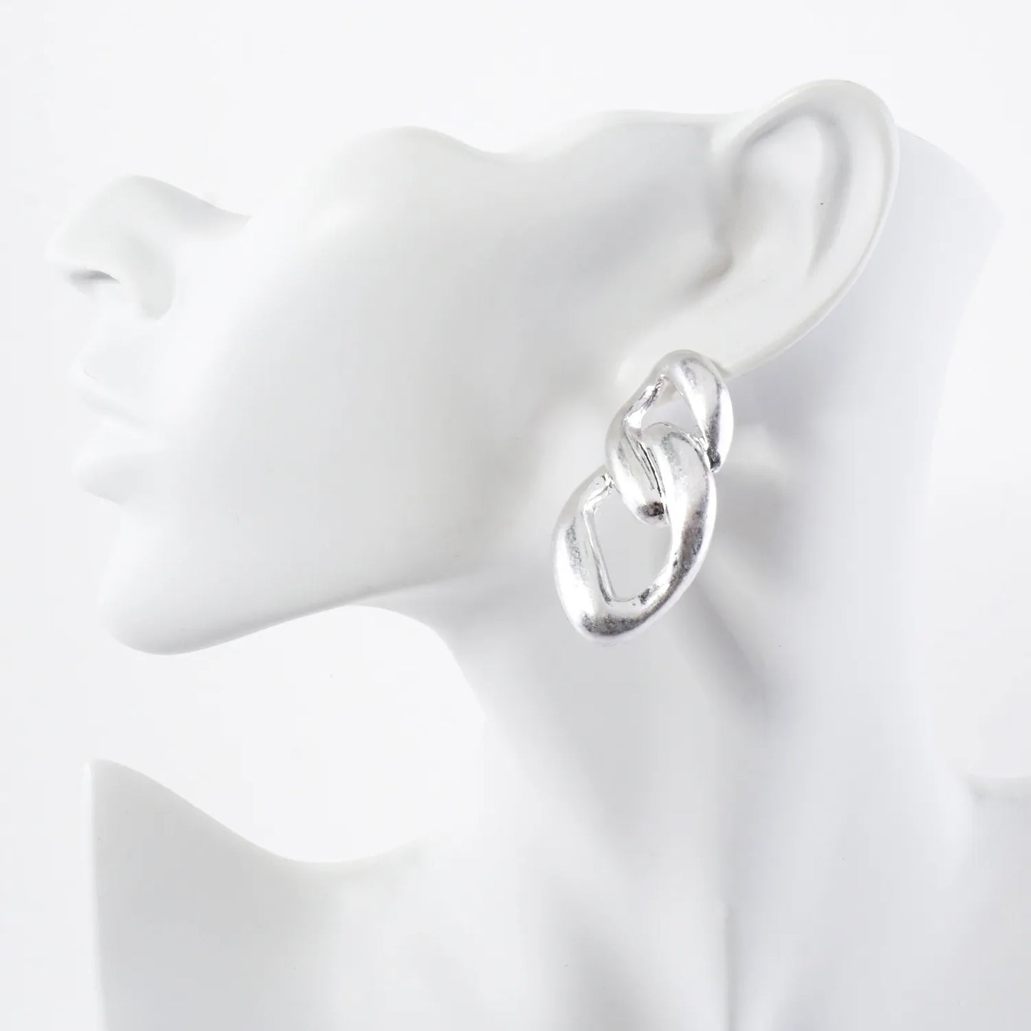 Metal Cuban Chan Statement Earrings With-Titanium-Post