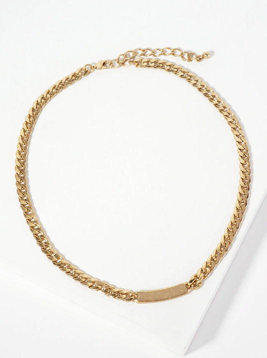 Metal Curved Bar 8mm Curb-Chain Necklace
