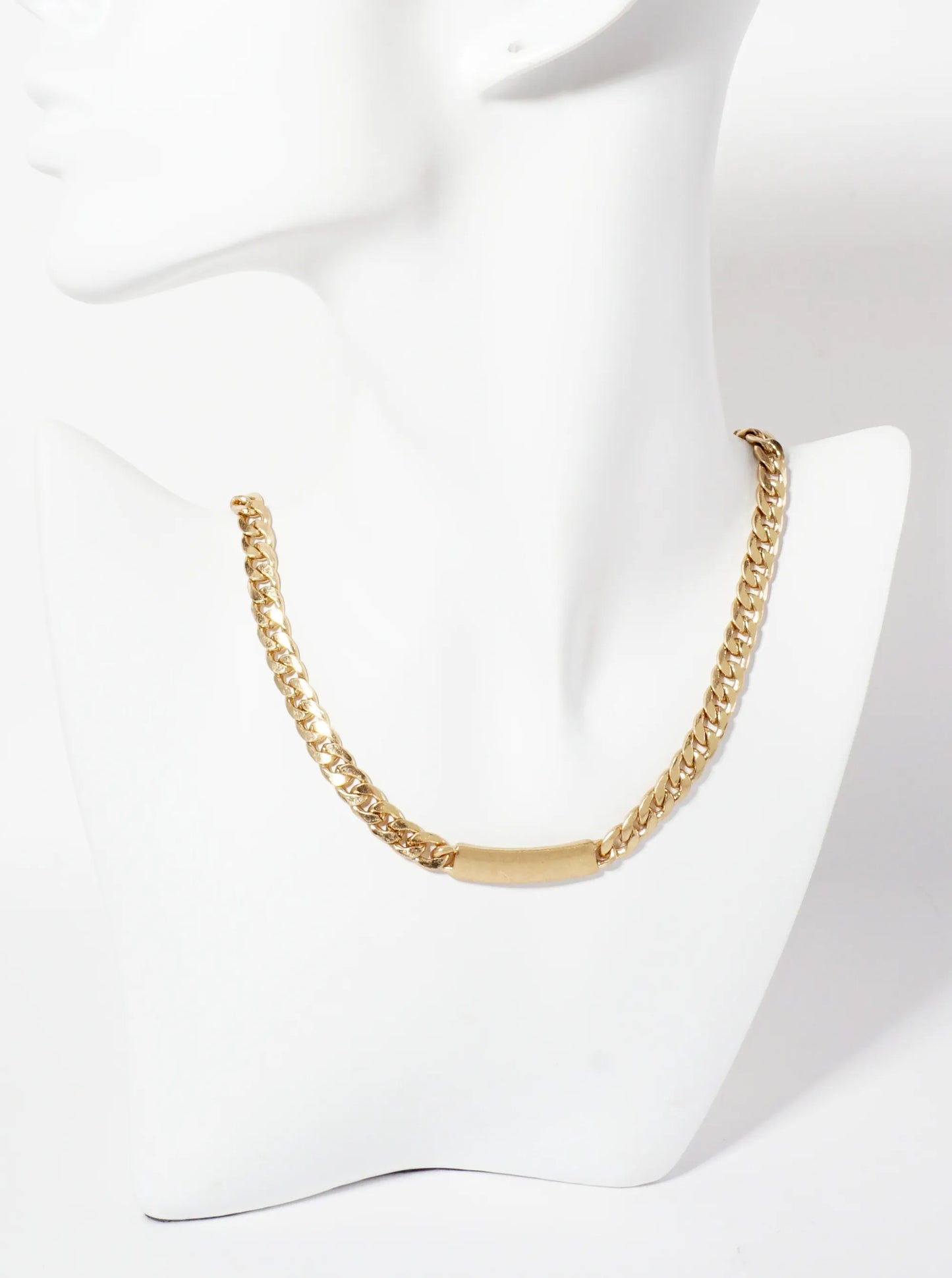 Metal Curved Bar 8mm Curb-Chain Necklace