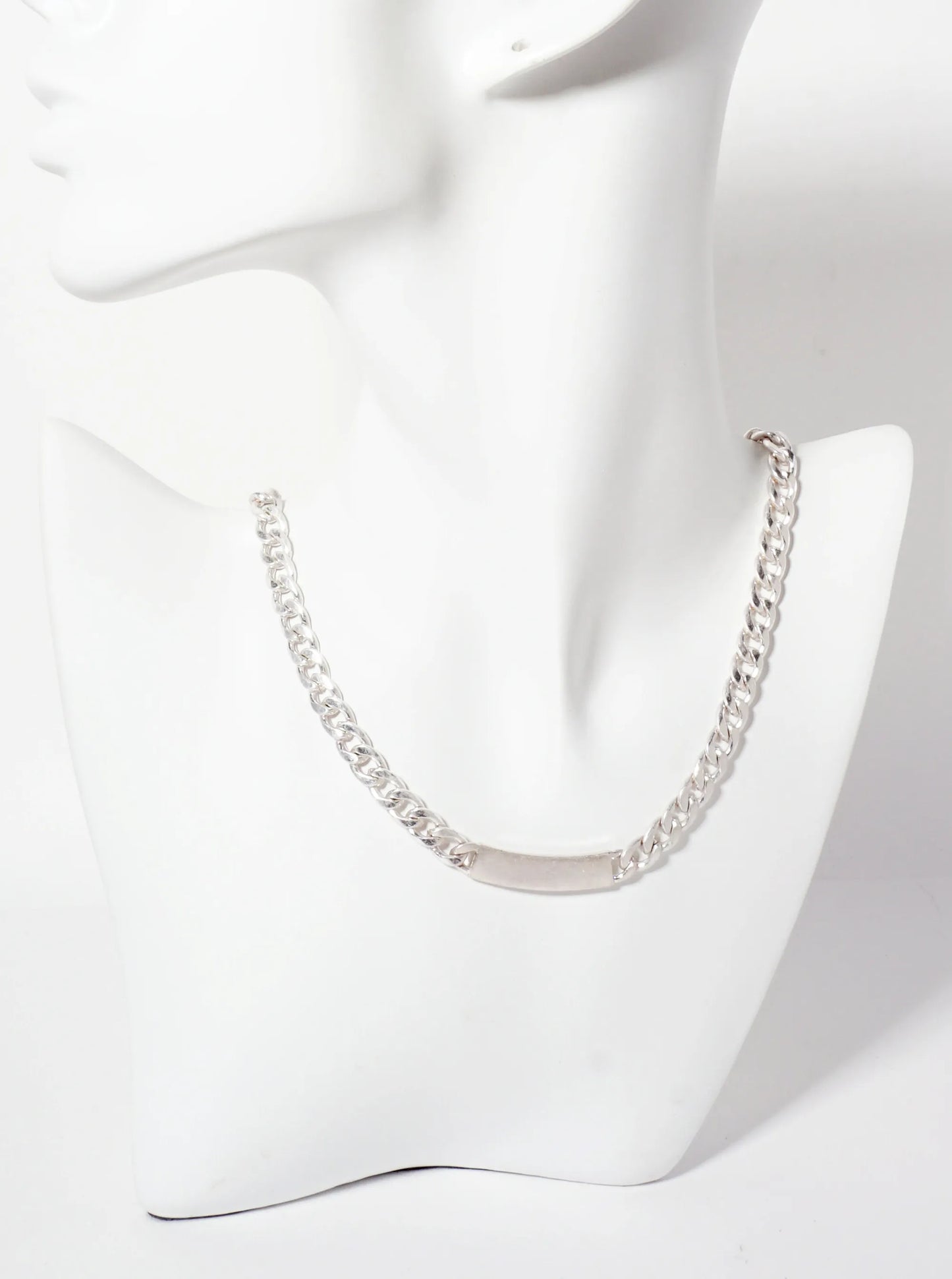 Metal Curved Bar 8mm Curb-Chain Necklace