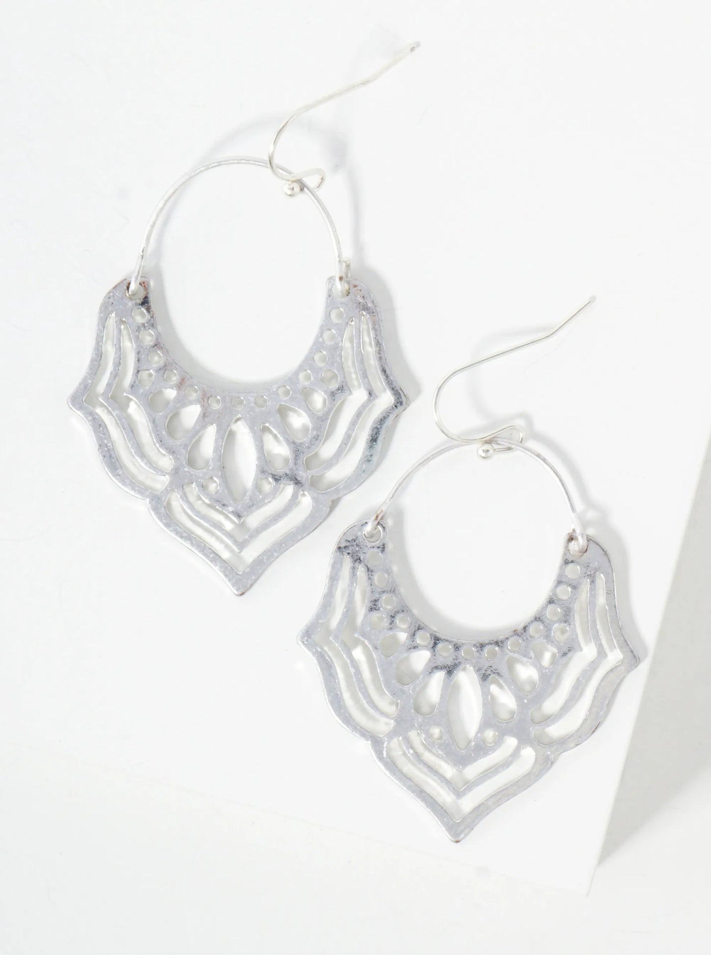Metal Cutout Filigree Dangle Drop Earrings