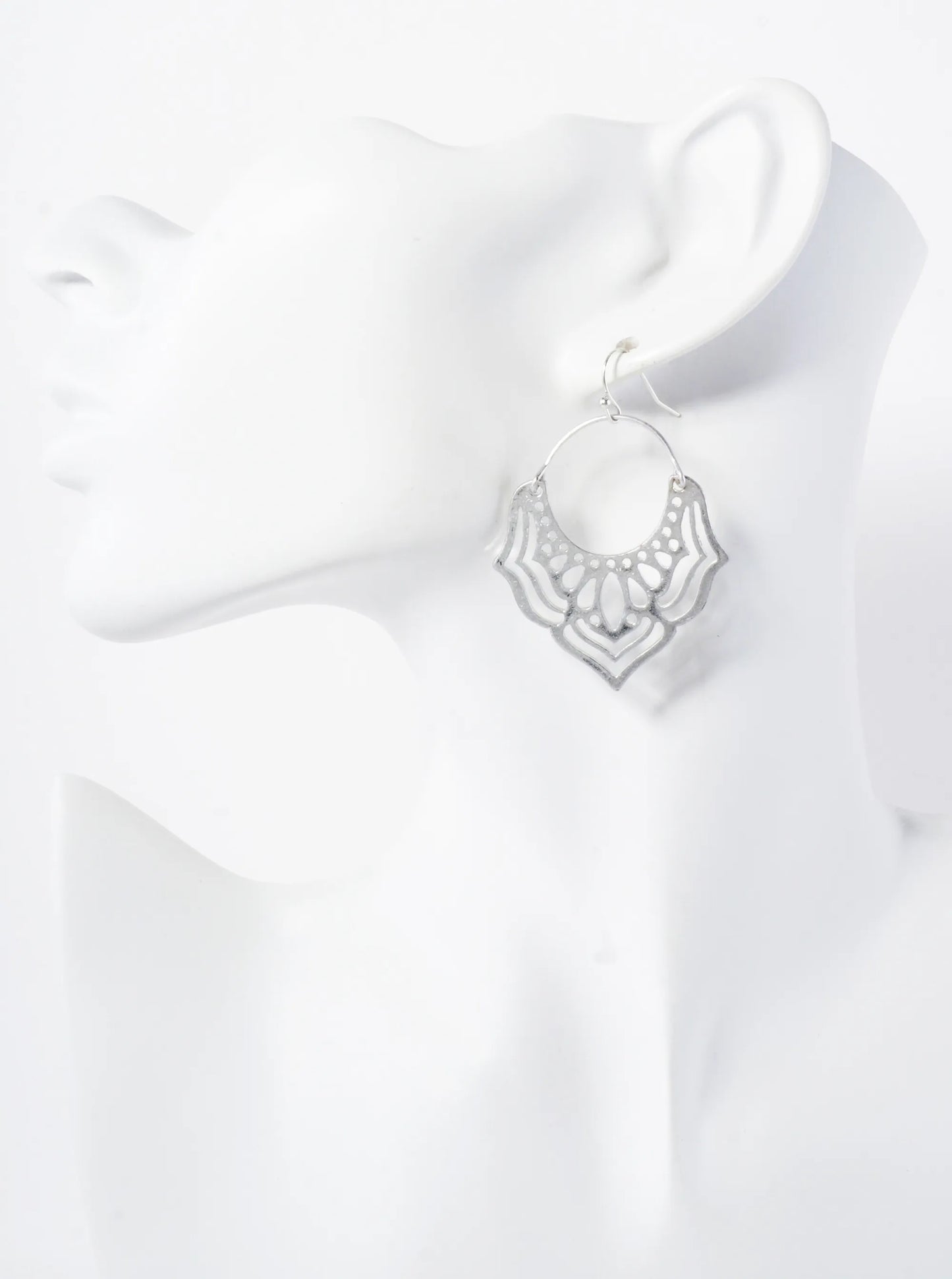 Metal Cutout Filigree Dangle Drop Earrings