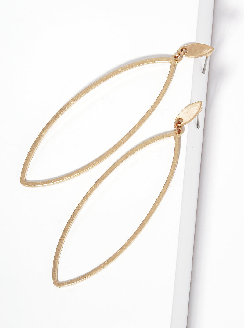 Metal Cutout Marquise Post Drop Earrings