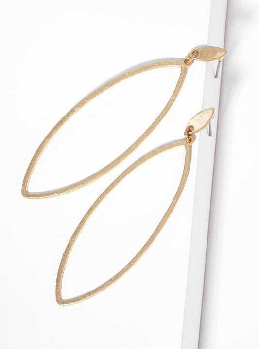 Metal Cutout Marquise Post Drop Earrings