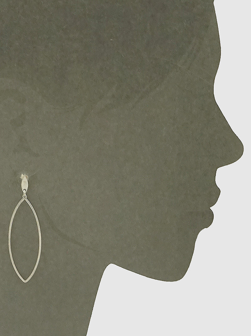 Metal Cutout Marquise Post Drop Earrings