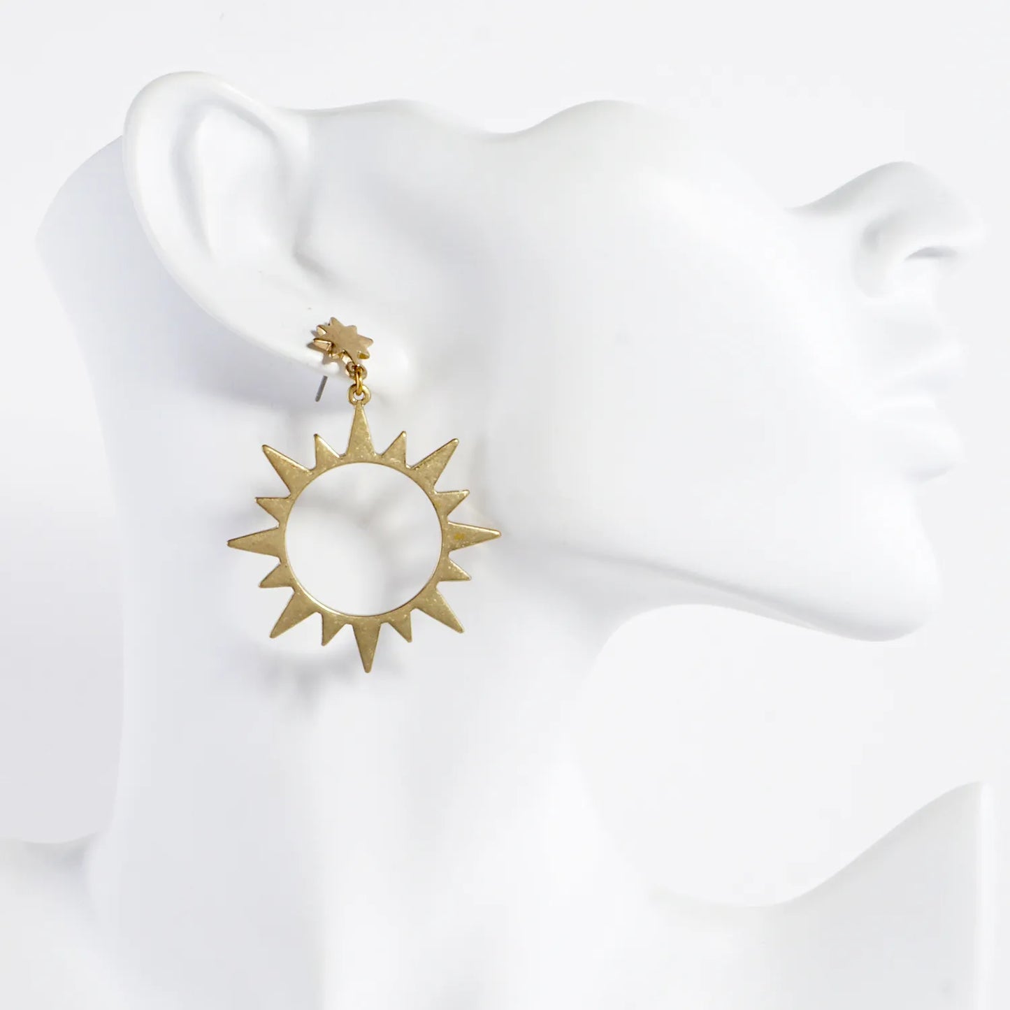 Metal Cutout Sunburst Dangle Drop Earrings