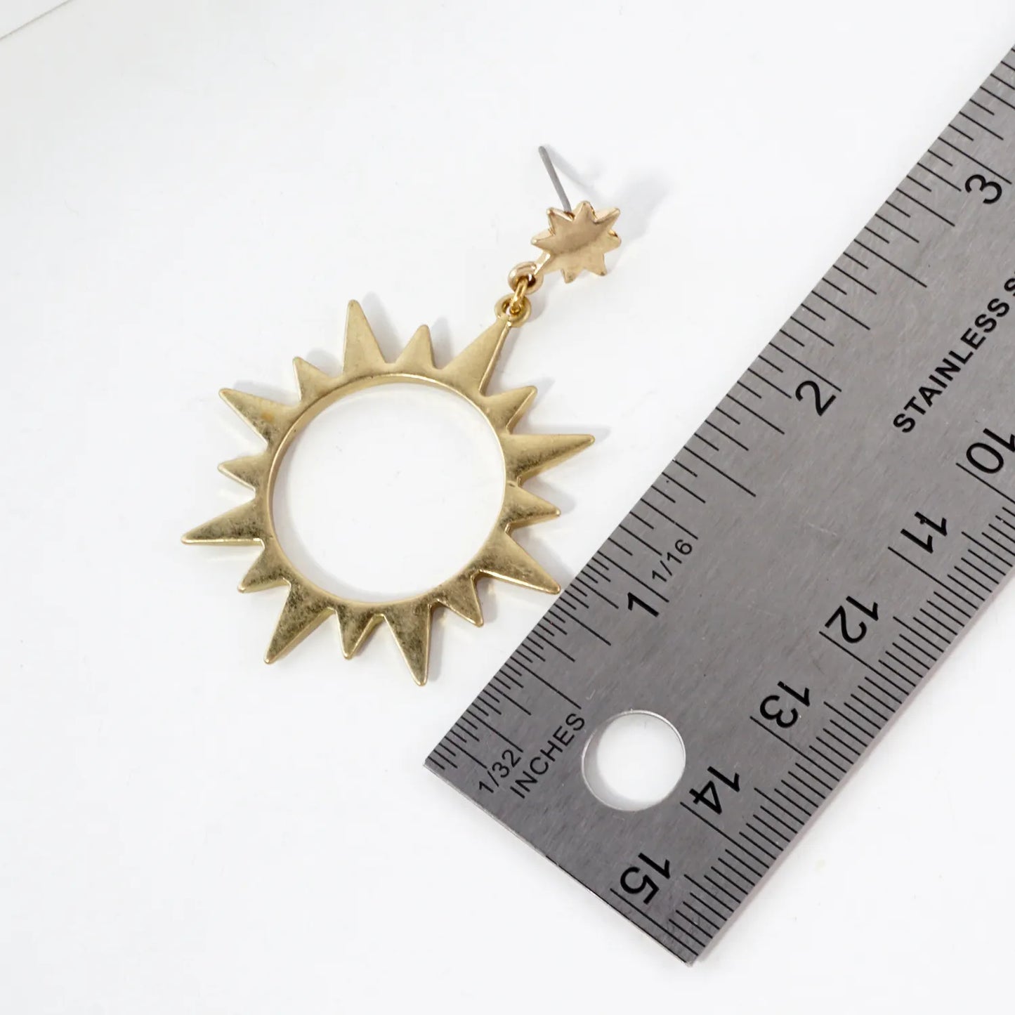 Metal Cutout Sunburst Dangle Drop Earrings