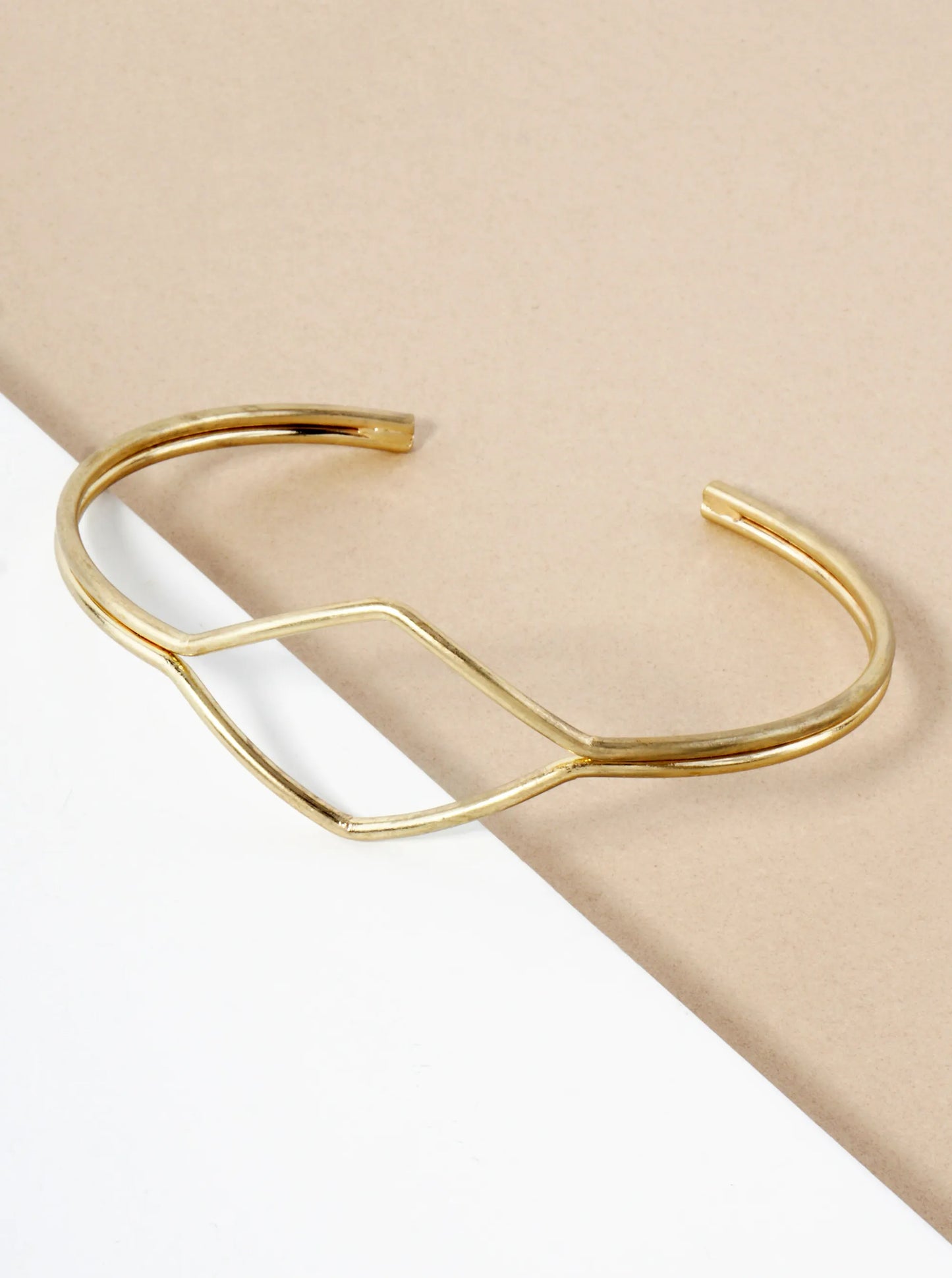 Metal Diamond-Shape Accents Geometric Vintage Open Cuff Bracelet
