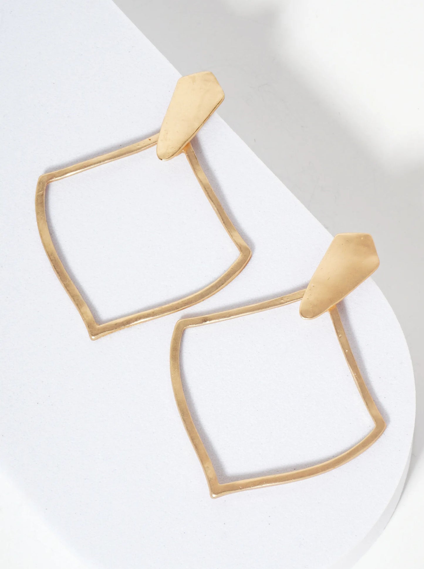 Metal Diamond Shape Doorknocker Post Earrings