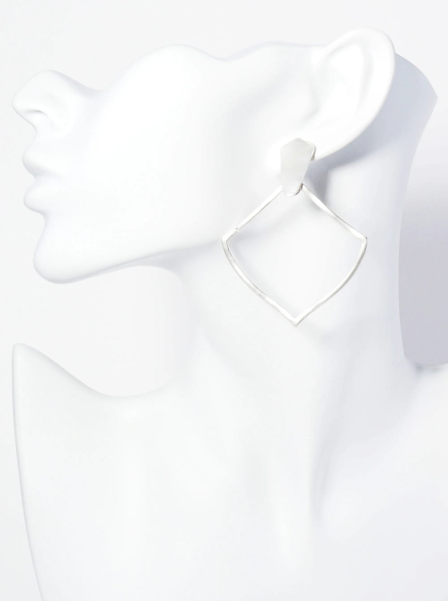 Metal Diamond Shape Doorknocker Post Earrings