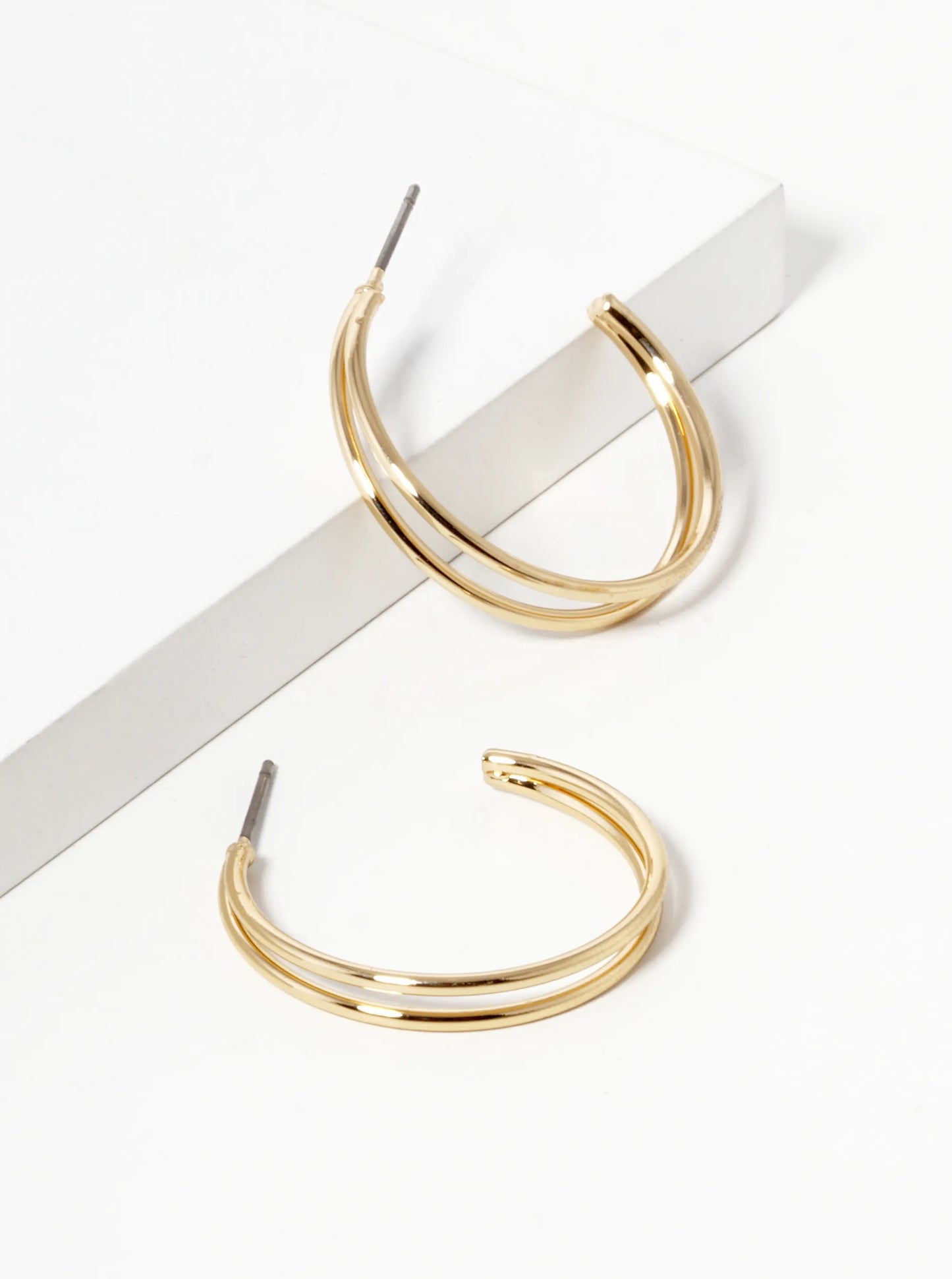 Metal Double 25mm Skinny Hoop Earrings