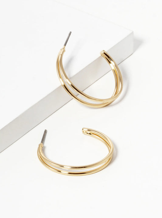 Metal Double 25mm Skinny Hoop Earrings