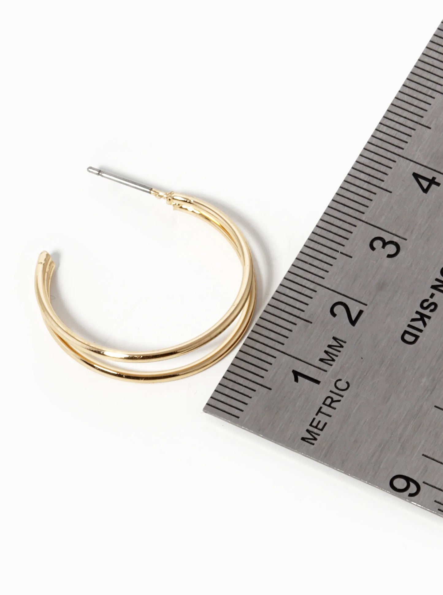 Metal Double 25mm Skinny Hoop Earrings