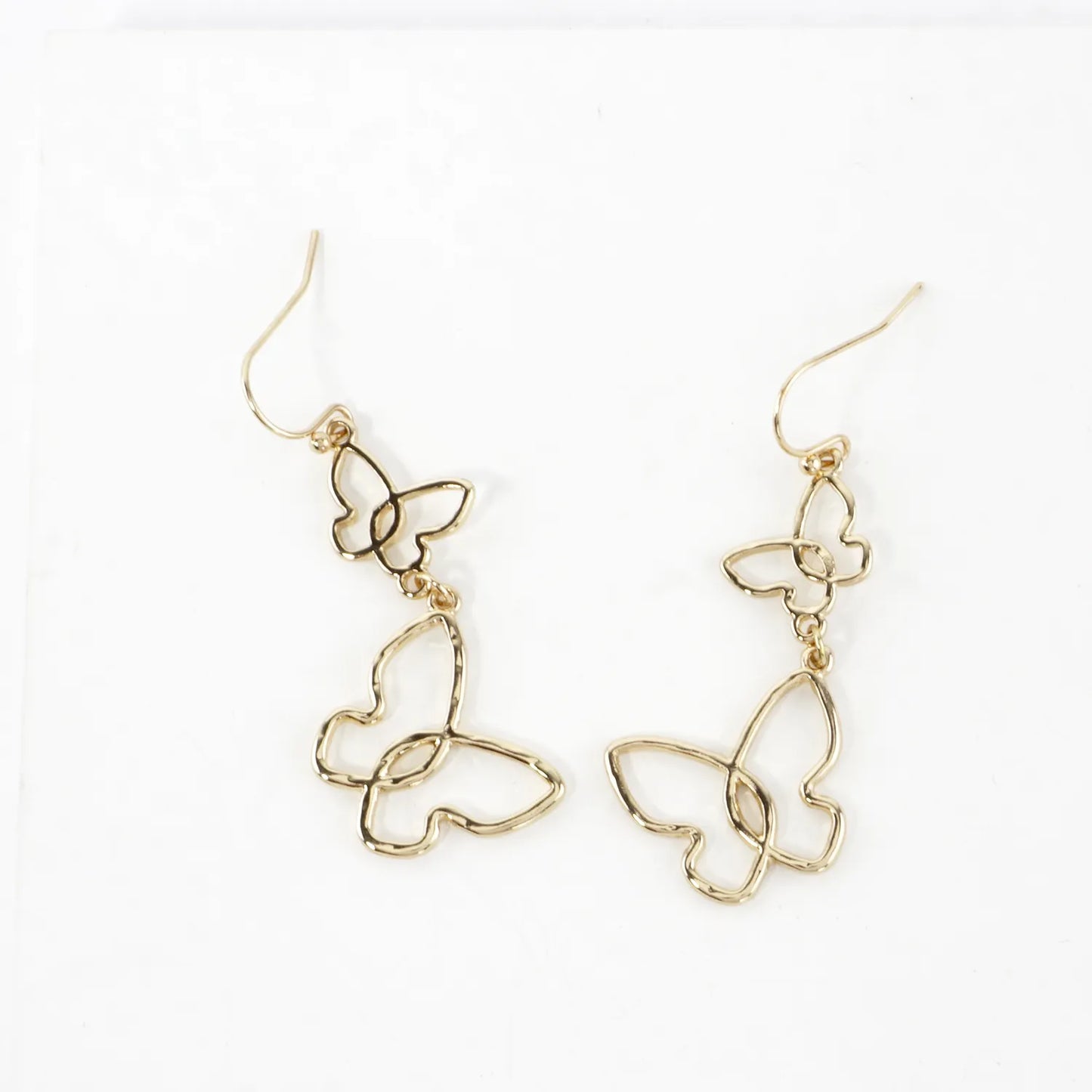 Metal Double Butterfly Drop Dangle Earrings
