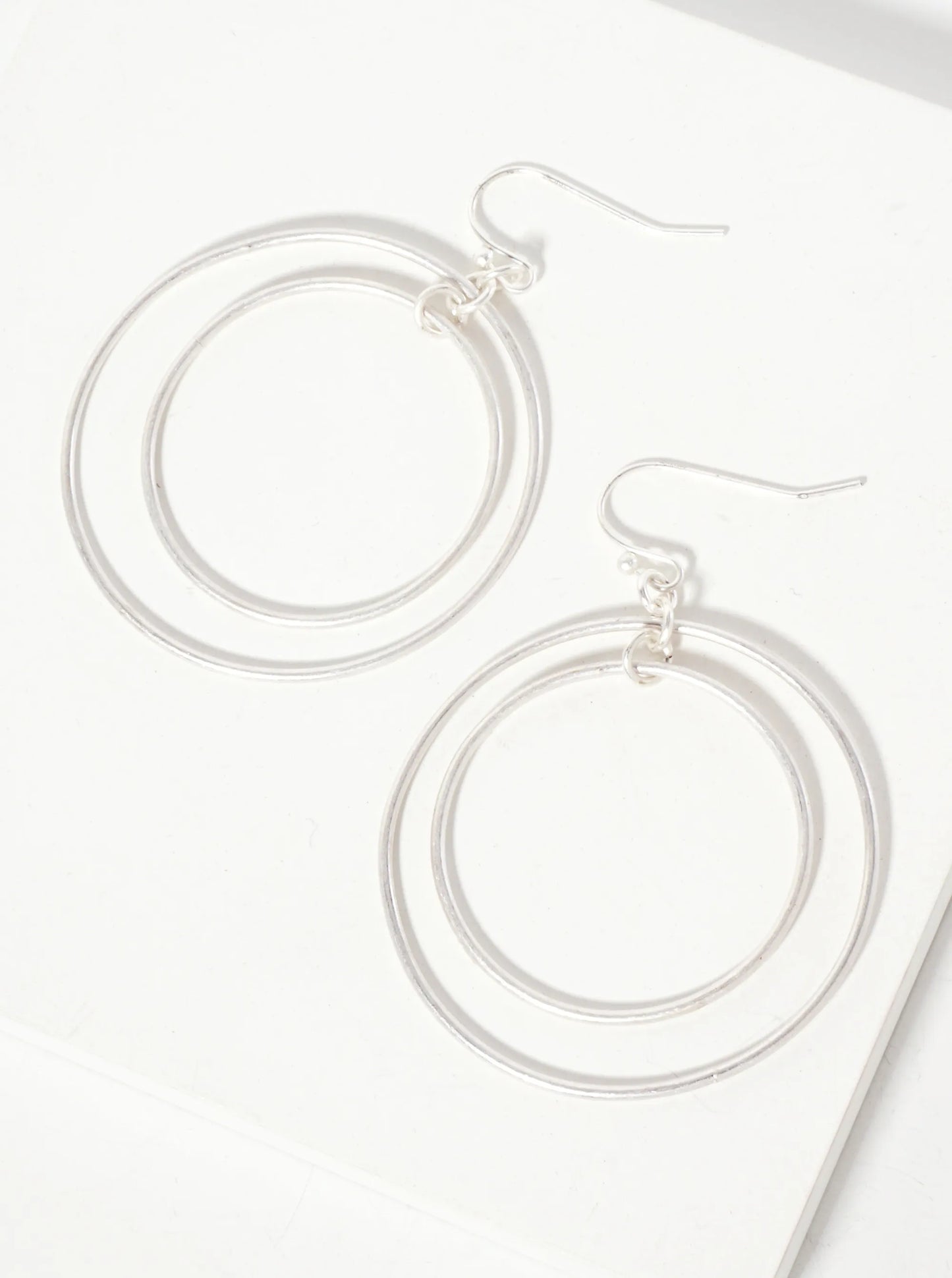 Metal Double Circle Dangle Drop Earrings