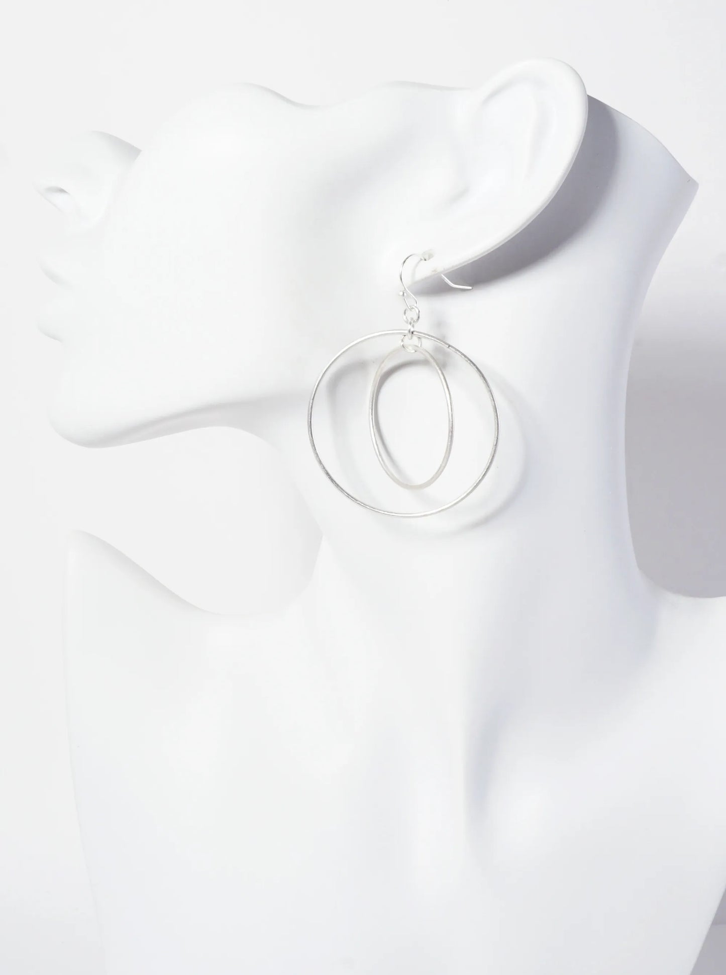 Metal Double Circle Dangle Drop Earrings