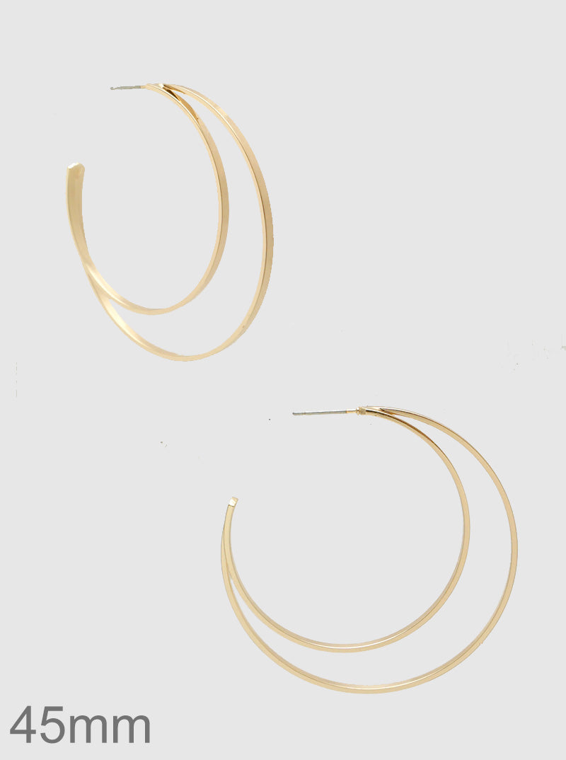 Metal Double Line 45mm Open Hoop Earrings
