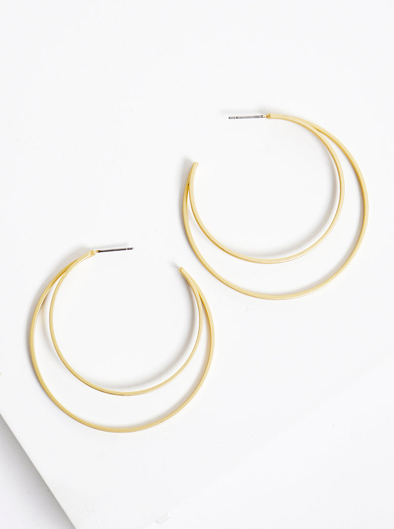 Metal Double Line 45mm Open Hoop Earrings