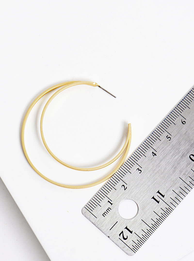Metal Double Line 45mm Open Hoop Earrings