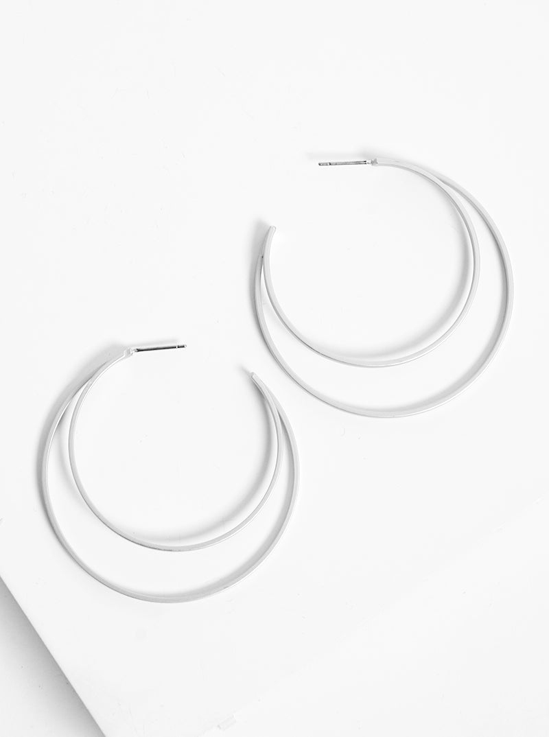 Metal Double Line 45mm Open Hoop Earrings