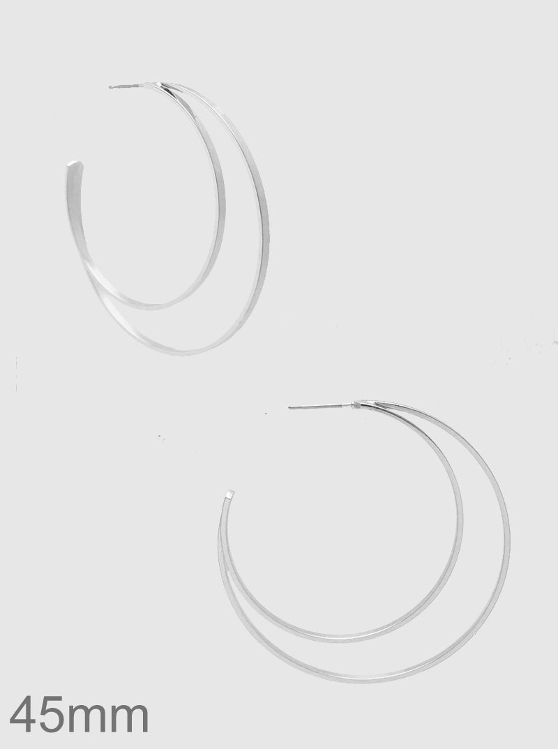 Metal Double Line 45mm Open Hoop Earrings