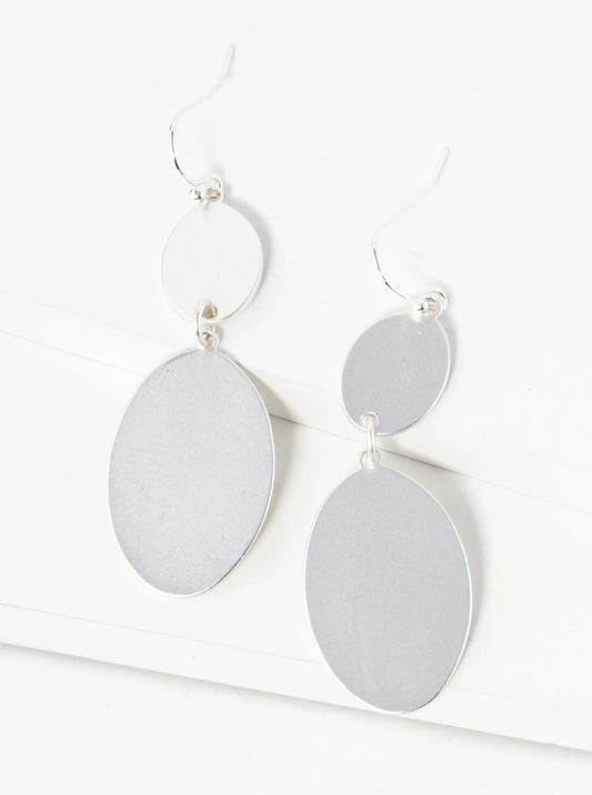Metal Double Oval Drop Dangle Earrings