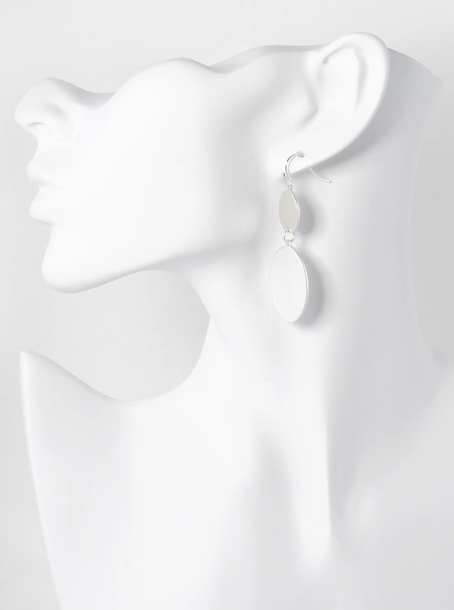 Metal Double Oval Drop Dangle Earrings