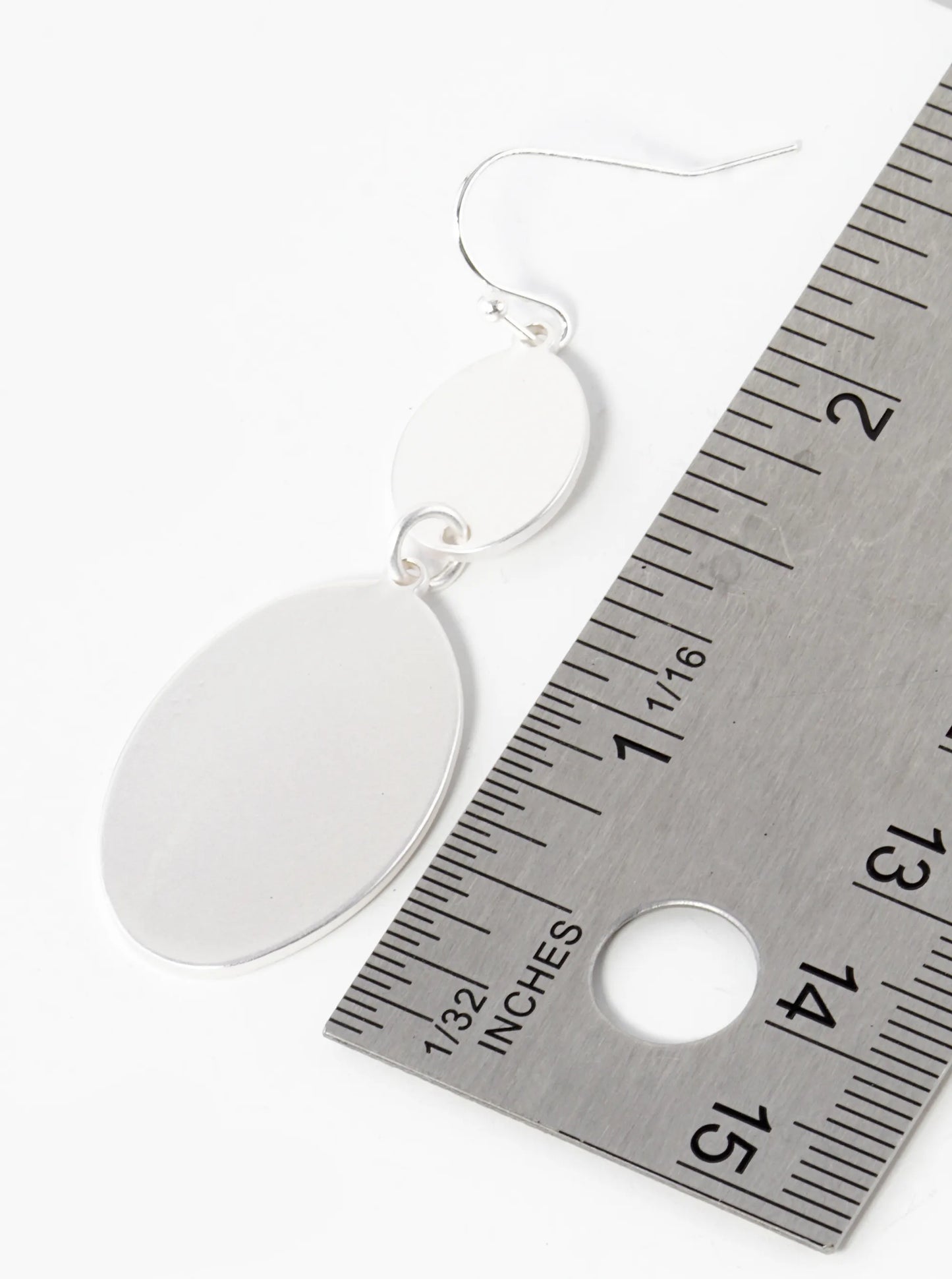Metal Double Oval Drop Dangle Earrings