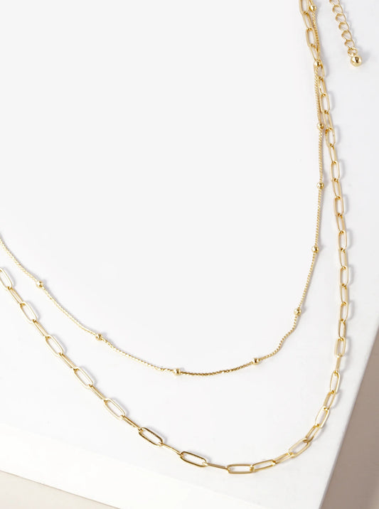 Metal Dual Chain Delicate Layered Necklace