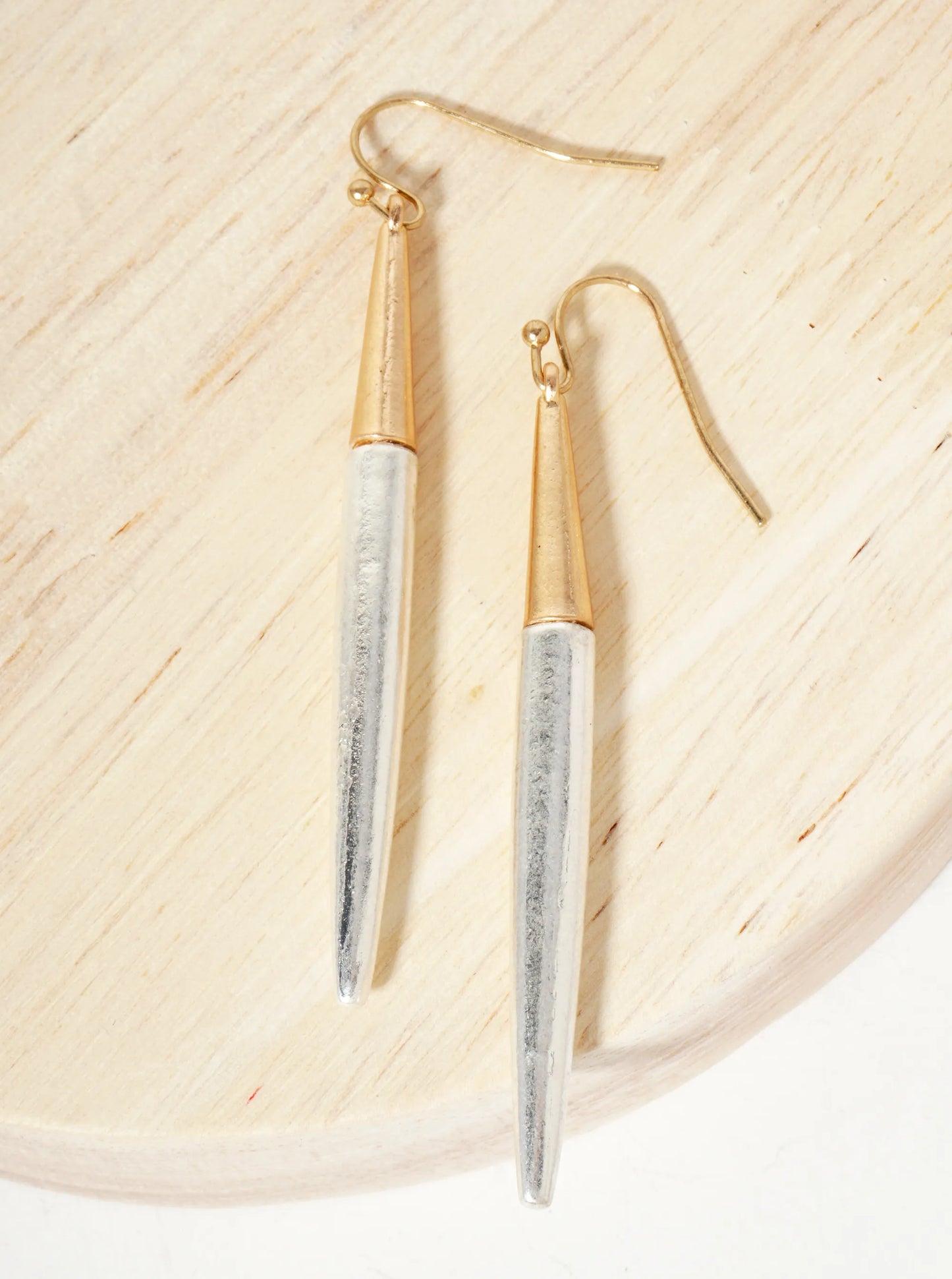 Metal Dual-Tone Bar Drop Earrings