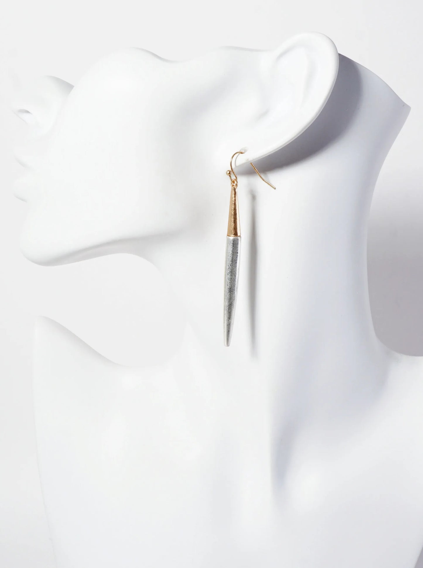 Metal Dual-Tone Bar Drop Earrings