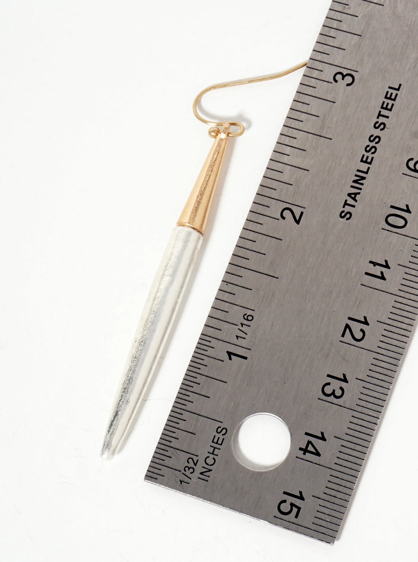 Metal Dual-Tone Bar Drop Earrings
