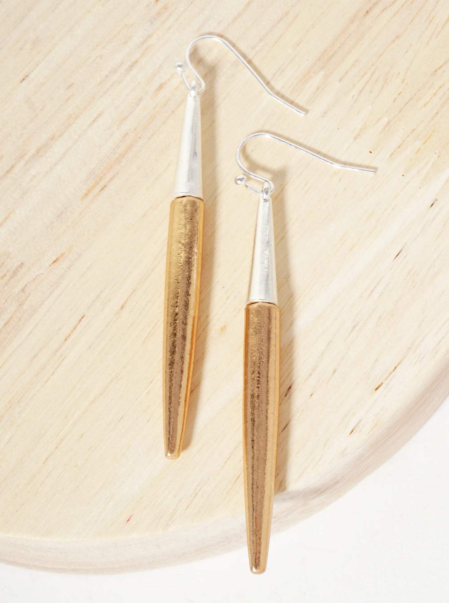 Metal Dual-Tone Bar Drop Earrings