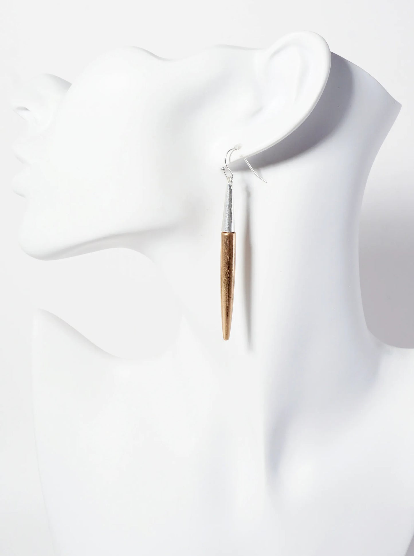 Metal Dual-Tone Bar Drop Earrings